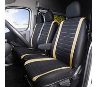 TOYOUN Fundas para Asientos de Furgonetas y Camiones de 1 + 2 (3 plazas), Fundas Asientos Coche Universales, Protector Funda Asiento Coche Delantero, Beige