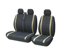 TOYOUN Fundas para Asientos de Furgonetas y Camiones de 1 + 2 (3 plazas), Fundas Asientos Coche Universales, Protector Funda Asiento Coche Delantero, Beige