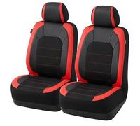TOYOUN Fundas universales de Piel sintética para Asiento Delantero de Coche, 2 Unidades, Color Rojo, se adaptan a la mayoría de Coches, Camiones, SUV o Furgonetas, compatibles con Bolsas de Aire