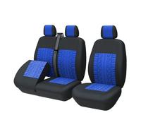 TOYOUN Juego de Fundas de Asientos para Furgonetas y Camiones de 1 + 2 plazas, Fundas Asientos Coche Universales,Poliéster Protector Asiento Coche Delantero de Fondo Separado de Automóvil, Azul
