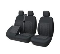 TOYOUN Juego de Fundas de Asientos para Furgonetas y Camiones de 1 + 2 plazas, Fundas Asientos Coche Universales,Poliéster Protector Asiento Coche Delantero de Fondo Separado de Automóvil, Negro