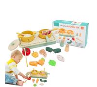 Toys Kitchen, Wooden Cookware, Easy Grip Free Hands on Role Playing Skill Building Easy Grip Smooth Edges Realistic Design, Great for Boys, Girls Hands on Skills