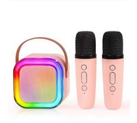 Toys - Micrófono de karaoke para niños de 5 a 10 años, altavoz de karaoke inalámbrico Bluetooth con 2 micrófonos inalámbricos, cambio de voz y luces LED, ideas de regalos de cumpleaños (rosa)