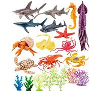 Toys ÖCean Animal Marino, con Diseño Detallado Y Realista, 21 Piezas, Figura Realista Debajo del Mar, Juguete De Baño, Juego De Vida Marina, Aprendizaje A Través del Juego, para Baño, Piscina, Playa,