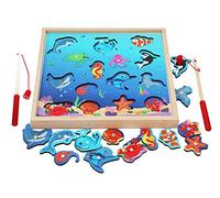 Toys of Wood Oxford TOWO Juego de Pesca de Madera con Peces Magnéticos - Juguete Educativo Montessori para Niños de 3 Años - Juego de Mesa Divertido Familiar