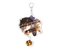 TOYS TOP WONDERS Llavero de Acrílico Personaje Genshin Impact - Colgante Coleccionable Doble Cara Estilo Anime - Figura Miniatura para Mochila y Llaves, Diseño Inspirado en Videojuego (Zhongli)