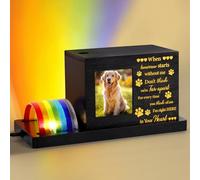 TOYSBOOM Rainbow Bridge - Regalos conmemorativos para mascotas, urnas con luz LED para cenizas con marco de fotos personalizado, caja de recuerdos para mascotas, recuerdo para condolencias, duelo
