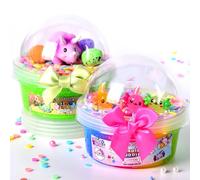 ToysButty Axolotl Slime Set de 2 unidades - Nubes coloridas y espuma Slime para niños prefabricada, fragante con minianimales brillantes en la oscuridad, perfecto como regalo de fiesta para niñas y
