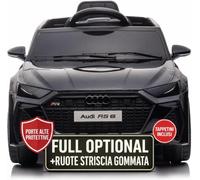TOYSCAR Coche eléctrico para niños Audi RS6 Full Optional coche eléctrico para niños teledirigido asiento de piel puertas abatibles doble motor eléctrico 12 V carga 25 kg