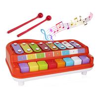 Toysery 2 en 1 baby piano xilfono para nios pequeos. Instrumento musical de juguete de piano con 8 escalas de llave multicolores en tonos nti