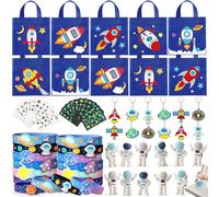 Toyssa Espacio Regalitos Cumpleaños Invitados Niños Relleno Piñata Bolsas de Regalo Astronauta Gomas de Borrar Pulsera de Silicona Llavero Tatuajes Juguetes Piñata Regalos Detalles Cumpleaños Niños