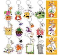 Toyssa Lot de 12 Llaveros Halloween avec Cartes, Porte-clés Originaux, Halloween Regalos Cumpleaños Niños Colegio Detalles Cumpleaños Niños