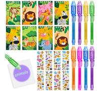 Toyssa Safari Mitgebsel Kindergeburtstag Gastgeschenke UV Stift Mini-Notizbuch Sticker Jungeltiereparty Give Aways Kindergeburtstag für 4 5 6 7 8 Mädchen Jungen