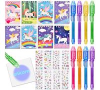 Toyssa Unicornio Mitgebsel Kindergeburtstag Gastgeschenke UV Stift Mini-Notizbuch Sticker Einhorn party Give Aways Kindergeburtstag für 4, 5, 6, 7 8 Mädchen Jungen
