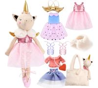 Toyssa Unicornios para Niñas Regalo Niña 3 4 5 6 7 8 años Unicornio Peluche 45.5CM Muñeca con 3 Looks Bolsa Esponjosa Unicornio Juguete Peluche Bebe Cumpleaños Navidad Regalo para Niño Niñas