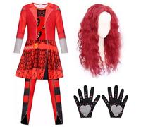 TOYTOPIE Disfraz Halloween Niña, Rise of Red Costume Mono De El Auge Del Rojo con Peluca y Guantes Rojos, Ideal para Carnaval, Presentaciones, Celebraciones Familiares y Cosplay De Halloween (140)