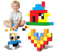 ToyUnited Bloques Magnéticos para Niños, 56 Piezas Cubos Magnéticos de Construcción Serie Color Sólido, Juguetes Educativos STEM, Regalo Creativo para Niños y Niñas 3+ Años