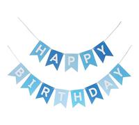 TOYVENTURES Pancarta de feliz cumpleaños azul, guirnalda colgante reutilizable grande, banderines, decoración para fiestas infantiles y hombres, baby shower, fondo de fotos