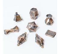 TOYVERSE Juego de dados poliédricos de dos colores, color cobre antiguo, dados de aleación, adecuado para D&D, DND, RPG, MTG, mazmorras y dragones, juegos de mesa y juegos de rol, 15 años y más