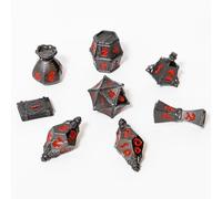 TOYVERSE Juego de dados poliédricos de dos colores, negro-rojo metálico, Dados de aleación, adecuado para D&D, DND, RPG, MTG, mazmorras y dragones, juegos de mesa y juegos de rol, 15 años y más
