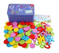 Toyvian 1 Caja Juguete Educativo de Matemáticas con Discos de Coloridos Manipuladores Matemáticos Preescolar para Niñas Desarrollo de Coordinación y Cognición Temprana