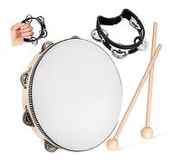 Toyvian 1 Juego De Panderetas De Madera + Resina De Poliéster + Metal Para Adultos Sartén Para Microondas Placa Para Tocino Instrumento De Plástico