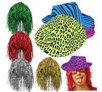 Toyvian 1 Juego Sombreros de Fiesta con Pelucas de Brillo Accesorios de Fiesta de Animal Print para Adultos y Adolescentes y Color Aleatorio