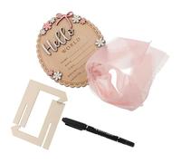 Toyvian 1 Set Tablero de Anuncio de Recién Nacido con Boli, Placa de Madera para Registrar Detalles del Nacimiento, Decoración para Baby Shower y Guardería