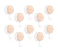 Toyvian 10 Ganchos Adhesivos de Pared sin Clavos Redondos Multifuncionales Madera y ABS Resistentes para Cocina y Baño Autoadhesivos Color Blanco Uso Doméstico