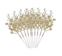 Toyvian 10 Piezas Ramas de Bayas Artificiales con Brillo Dorado y Nieve Falsa Decoración Navideña para Árboles Guirnaldas y Manualidades Accesorios DIY para Fiesta de Invierno