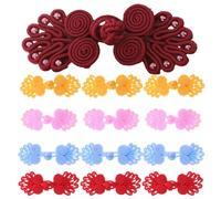 Toyvian 100 Pares de Botones de Nudos Chinos para Coser, Cierre Tradicional 7 Cuentas, Colores Rojo, Burdeos, Rosa, Azul Claro y Amarillo Claro, Accesorios de Costura para Cheongsam