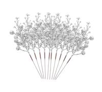 Toyvian 10piezas Esquejes de Bayas Artificiales para Navidad Decoración de Plantas y Flores Artificiales Bayas Brillantina para Guirnalda y Árbol de Navidad Tallos