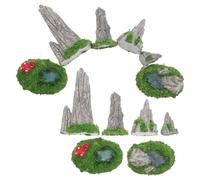 Toyvian 12 Piezas de Rocas Artificiales Decorativas para Mini Jardín Accesorios para Diorama Musgo y Caídas de Agua en Miniatura Decoración Natural para Jardín de Hadas y Estanques