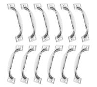 Toyvian 12 Piezas Manija de Puerta de Metal de 4 Pulgadas con Diseño Curvo para Cajones de Cocina y Puertas de Gabinete Rústico, Hierro Acabado Liso y Brillo Metálico, Instalación Fácil