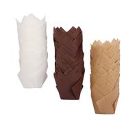Toyvian 150 Piezas de Capacillos para Cupcakes Tulipán en Papel Resistente a Altas Temperaturas, Surtido de 3 Tonos (natural, Color Claro, Café), Molde Desechable para Hornear y