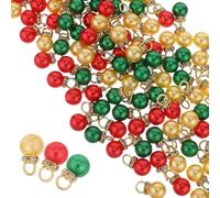 Toyvian 150 Piezas Mini Glitter Christmas Tree Baubles Miniature Plastic Xmas Ball Ornaments with Rhinestone Accents In For Holiday Decoration