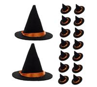Toyvian 16 Piezas Sombreros de Bruja Mini de Fieltro Negro para Botellas Decorativas Resistentes para Fiestas de Halloween Adornos Compactos para Botellas y Muñecas Accesorios