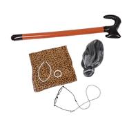 Toyvian 1juego Conjunto De Disfraz De Anciana Peluca Gafas y Pañuelo Accesorio Completo Para Cosplay De Abuela Para Fiestas y Actuaciones Escena Incluye Colgante De Perlas Faux y Bastón