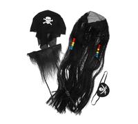 Toyvian 1juego Disfraz De Pirata Peluca Barba Falsa y Para De Cosplay Para Halloween y Fiestas Temáticas Atractivo y Realista