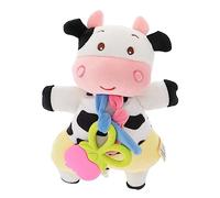 Toyvian 1pieza Juguete De Dentición Para Bebés Vaca De Dibujos Animados Toalla Suave y Bib Para Recién Nacidos Material De Corduroy Premium Para Cunas y Jugar
