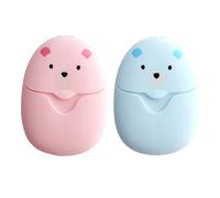 Toyvian 2 Cajas Cajas Portátiles con Láminas de Jabón Desechables para Manos Jabón en Placas Ligero y Práctico para Viajes y Uso Diario Colores Azul y Rosa Unidades