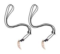 Toyvian 2 Collares para Hombre Colgante de Diente Falso Acrílico, Color Nácar, Joyería Vintage Unisex, Accesorio Resistente para Uso Diario y Fiestas, Collar Dije de Diente Postizo