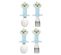 Toyvian 2 Juegos 2 Piezas tenedor cuchara tenedores infantiles cubiertos infantiles utensilio de alimentación para niños pequeños vajilla de entrenamiento mostrada vajilla de bebe bebé