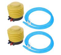 Toyvian 2 Juegos Bomba de Pie Manual Portátil para Balones de Fitness y Juguetes Inflables de Piscina con 4 Tapones y Extractor, Material Plástico Amarillo para Camping y Exterior