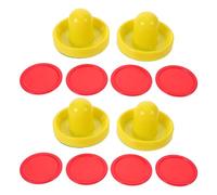 Toyvian 2 Juegos de Discos y Empujadores de Hockey de Aire de Plástico para Mesa Empujadores Amarillos de 96 MM Discos Rojos de 64 MM Almohadillas de Pelusa Reemplazo para Juego de