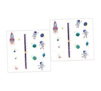 Toyvian 2 Juegos etiqueta de la pared regla de altura niño pegatinas moda pegatinas decoración etiqueta engomada del diseño del astronauta fiesta espacial pegatinas de pared espacio mural