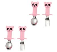 Toyvian 2 Juegos Tenedor Cuchara Cucharas Para Bebe Tenedor De Aprendizaje Recién Nacido Vajilla De Entrenamiento Infantil Mostrada Acero Inoxidable Bebé Cuchara De Mesa Rosa Ligero