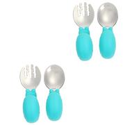 Toyvian 2 Juegos Vajilla Infantil Juego De Cubiertos Cucharas De Bebe Cubiertos Infantiles Cuchara De Entrenamiento Con Mango Corto Bebé Acero Inoxidable Ligero Suministros De Alimentacion