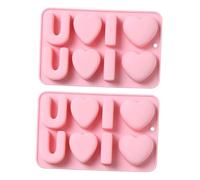 Toyvian 2 Moldes de Silicona para Hornear en Forma de Corazón y Letras Love, Color Rosa, Aptos para DIY Pasteles y Chocolate de San Valentín, Reutilizables y Antiadherentes, Suministros