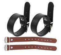 Toyvian 2 Pares de Correas Ajustables de Cuero Marrón y Negro para Cesta de Bicicleta Infantil y Manillar Correas Resistentes con Orificios Regulables para Accesorios de Cesta de